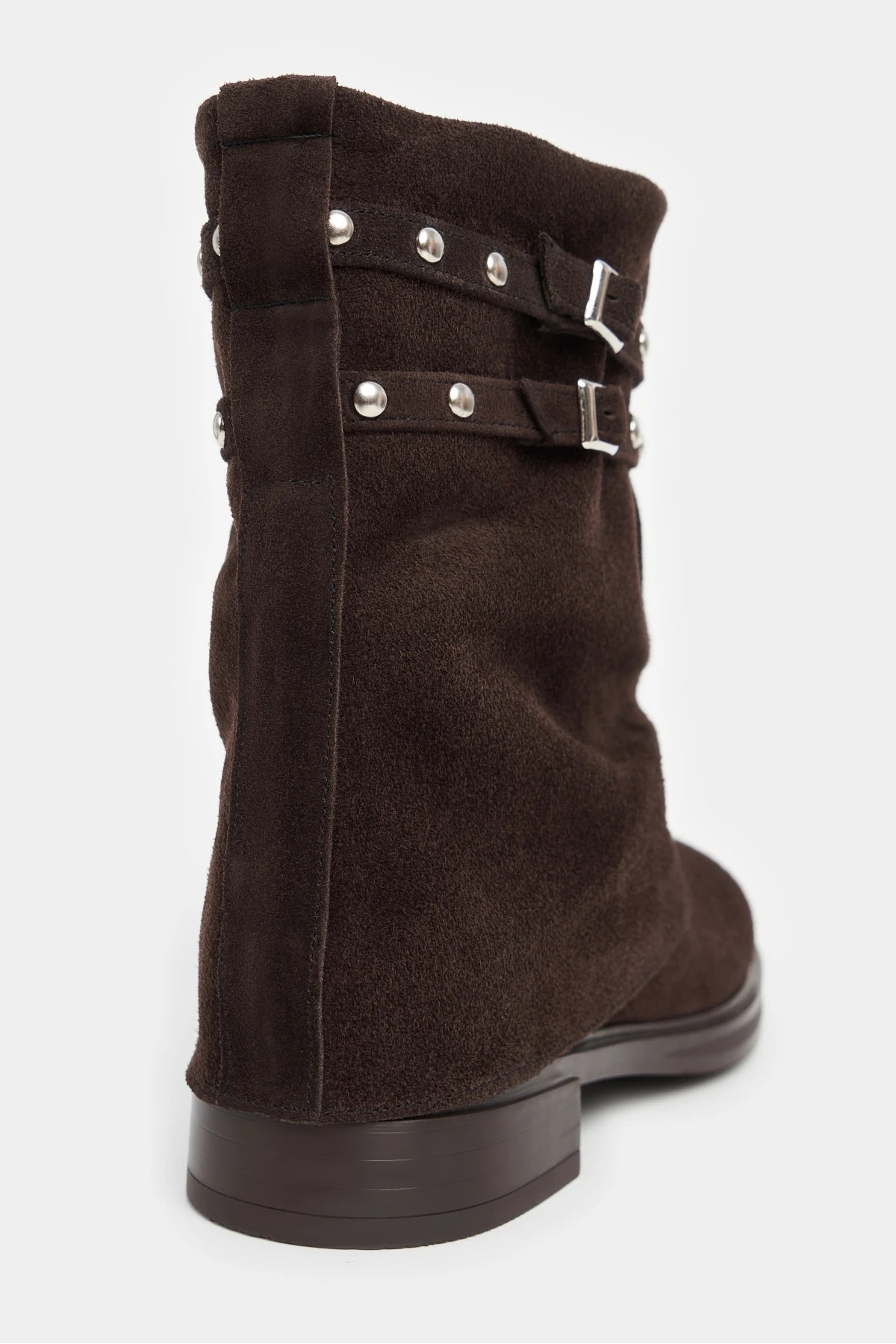 Suede Buckle Flat Boots