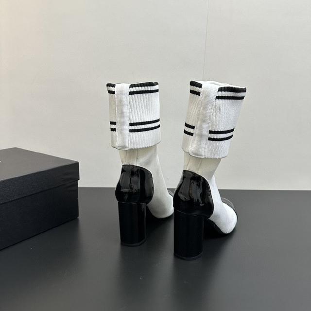 CC Chunky Heel Elastic Sock Boots