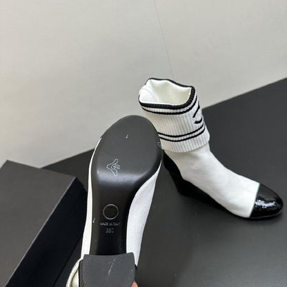 CC Chunky Heel Elastic Sock Boots