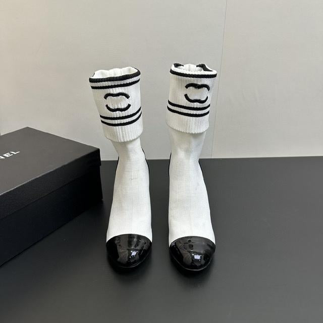 CC Chunky Heel Elastic Sock Boots