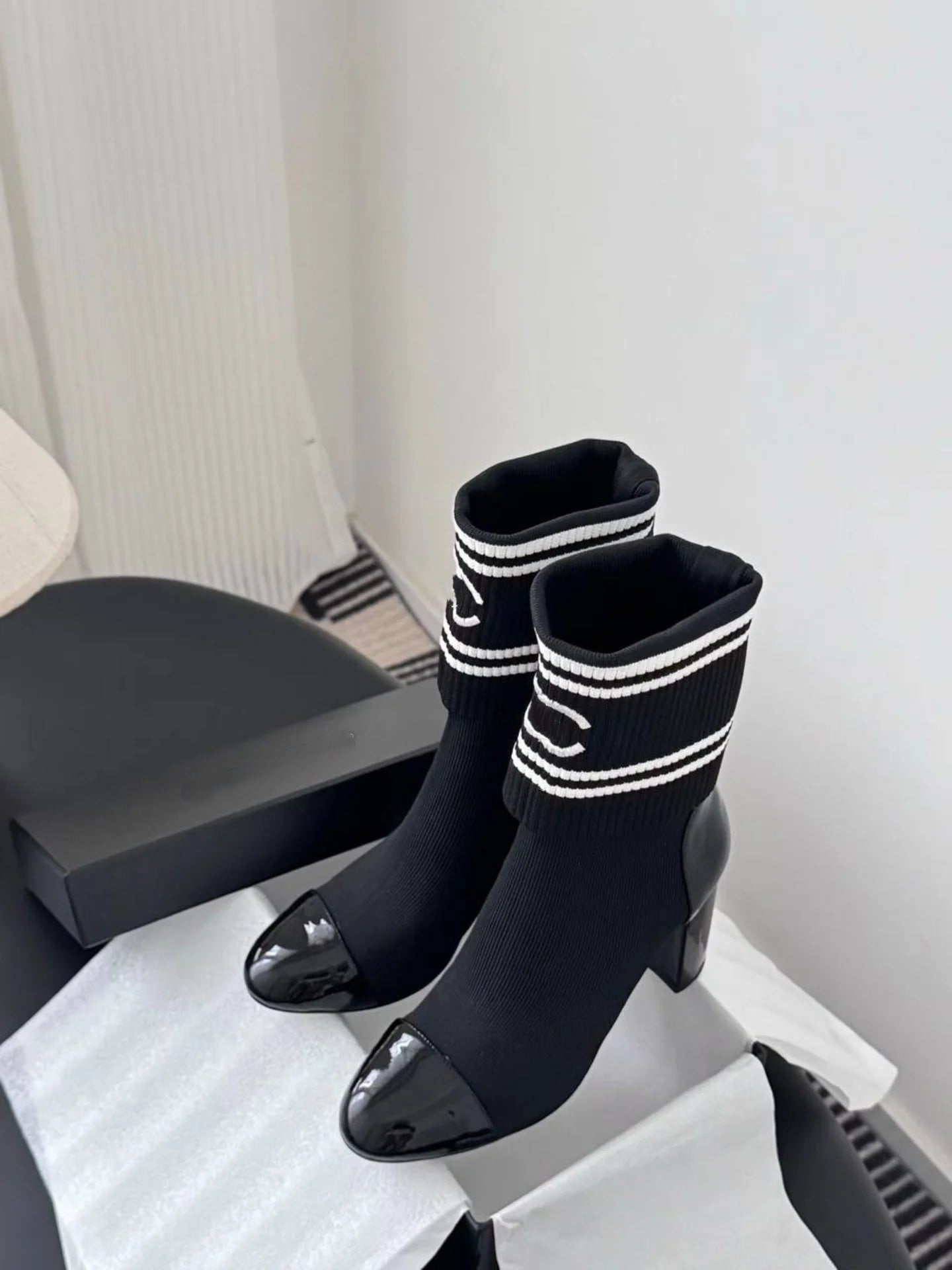 CC Chunky Heel Elastic Sock Boots