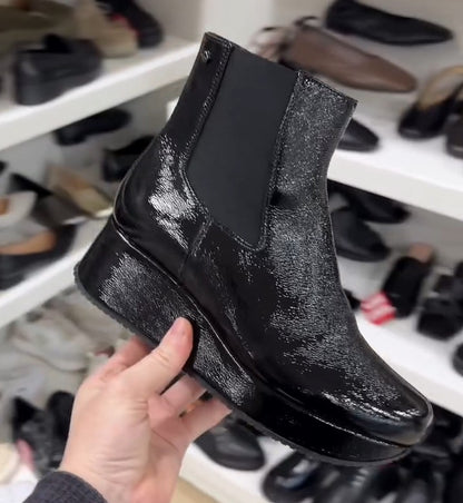 Women's Wedge Patent Leather Boots
