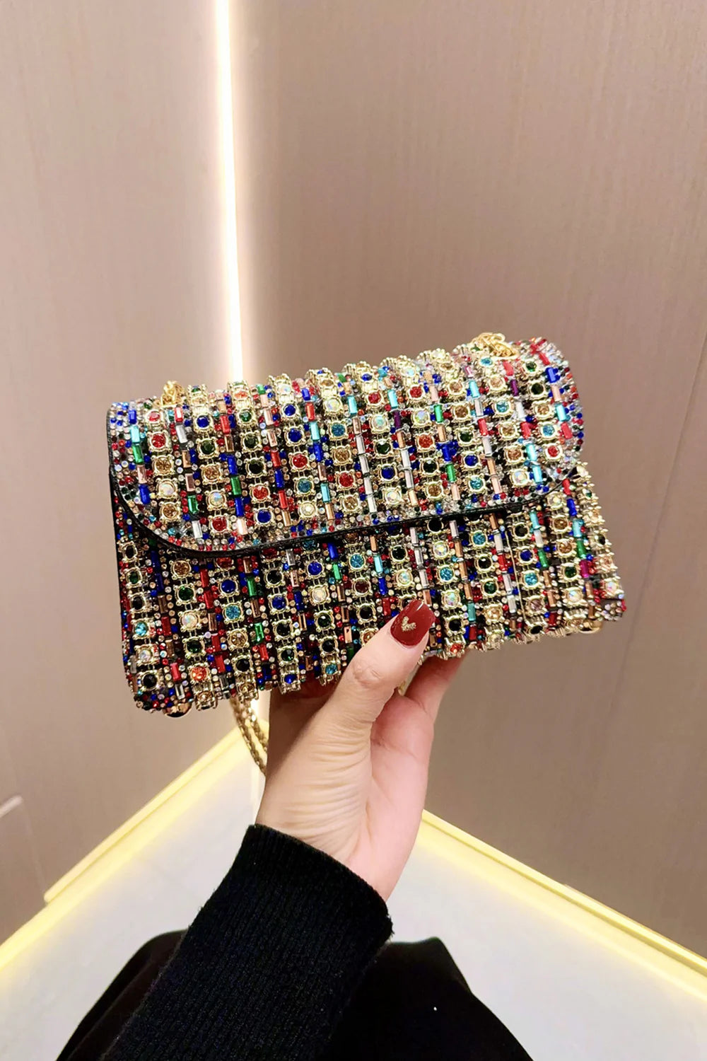 Women's Sparkly Rhinestone Crystal Glitter Clutch Bag