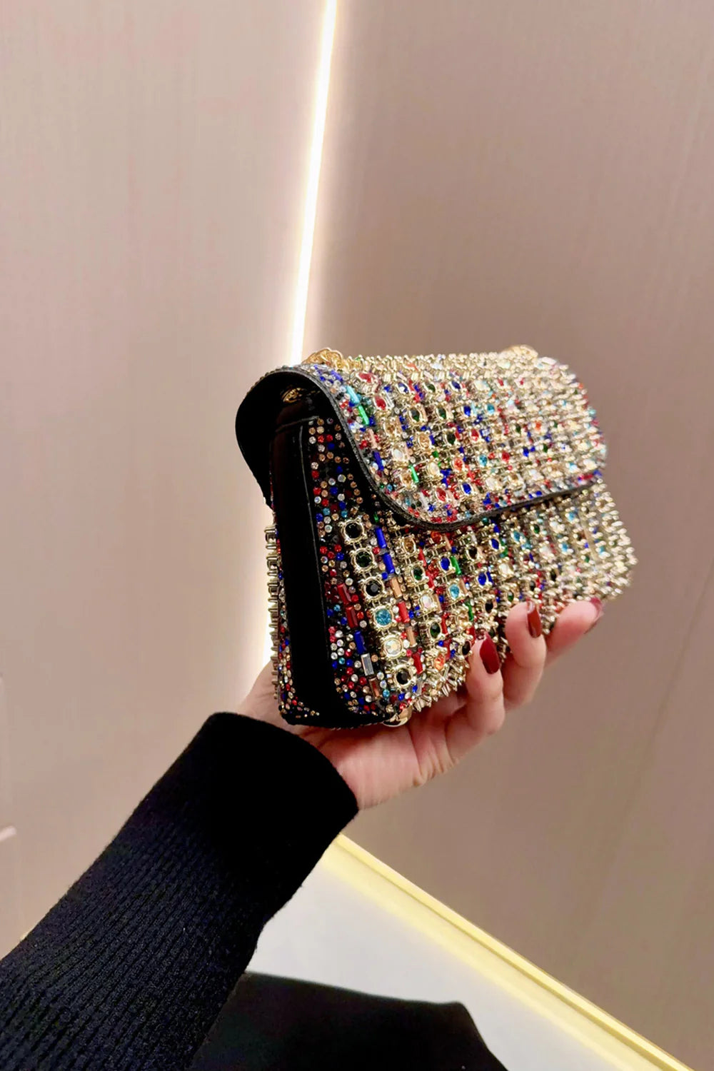 Women's Sparkly Rhinestone Crystal Glitter Clutch Bag
