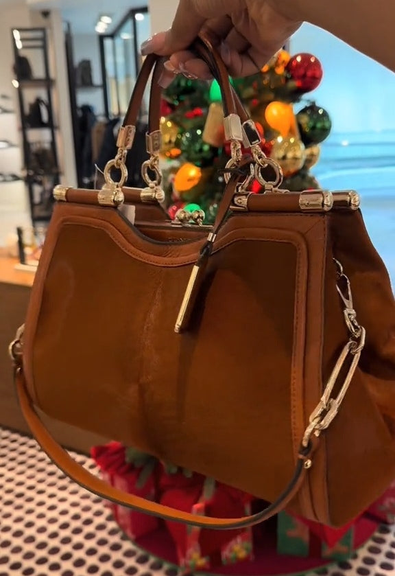 Mixed Calf Hair Handbag With Strap