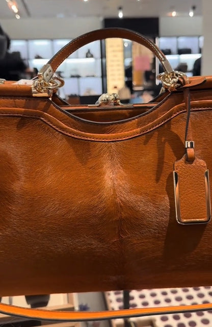 Mixed Calf Hair Handbag With Strap