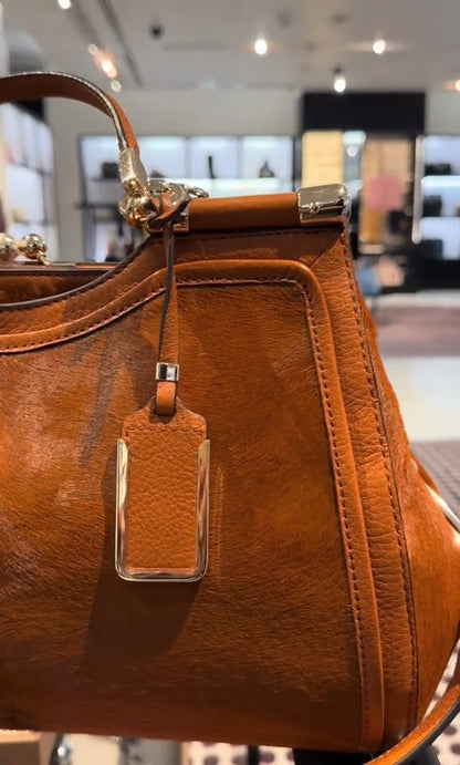 Mixed Calf Hair Handbag With Strap