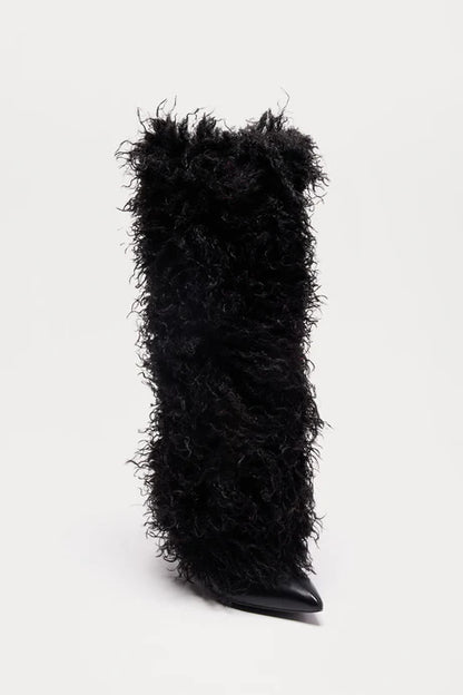 Faux Fur Knee High Boots