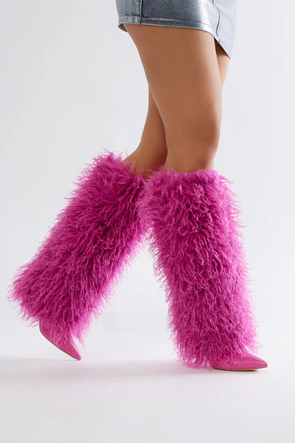 Faux Fur Knee High Boots