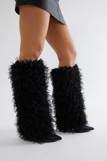 Faux Fur Knee High Boots