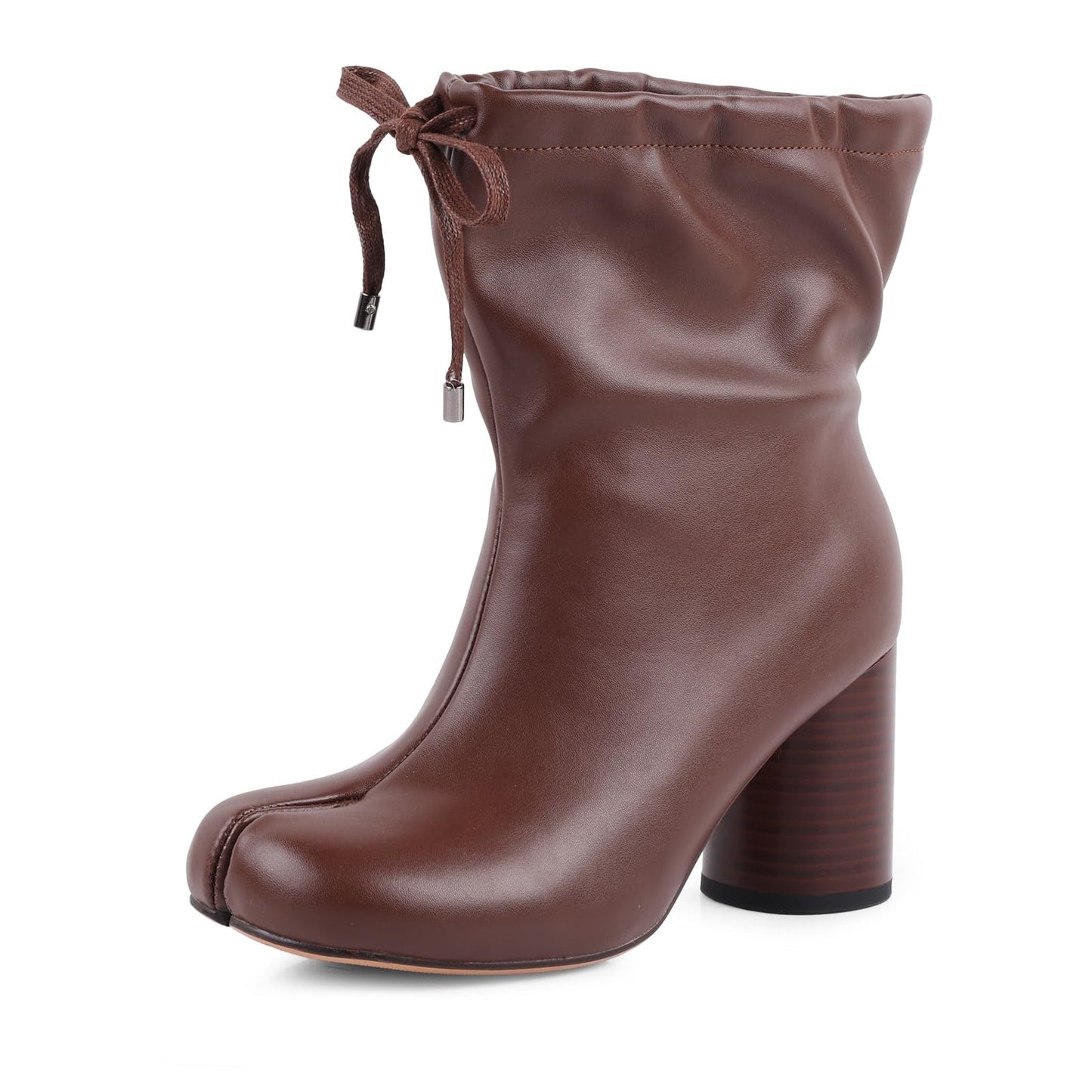 Women's Chunky Block Heel Split Toe Boots With Lace-up Details