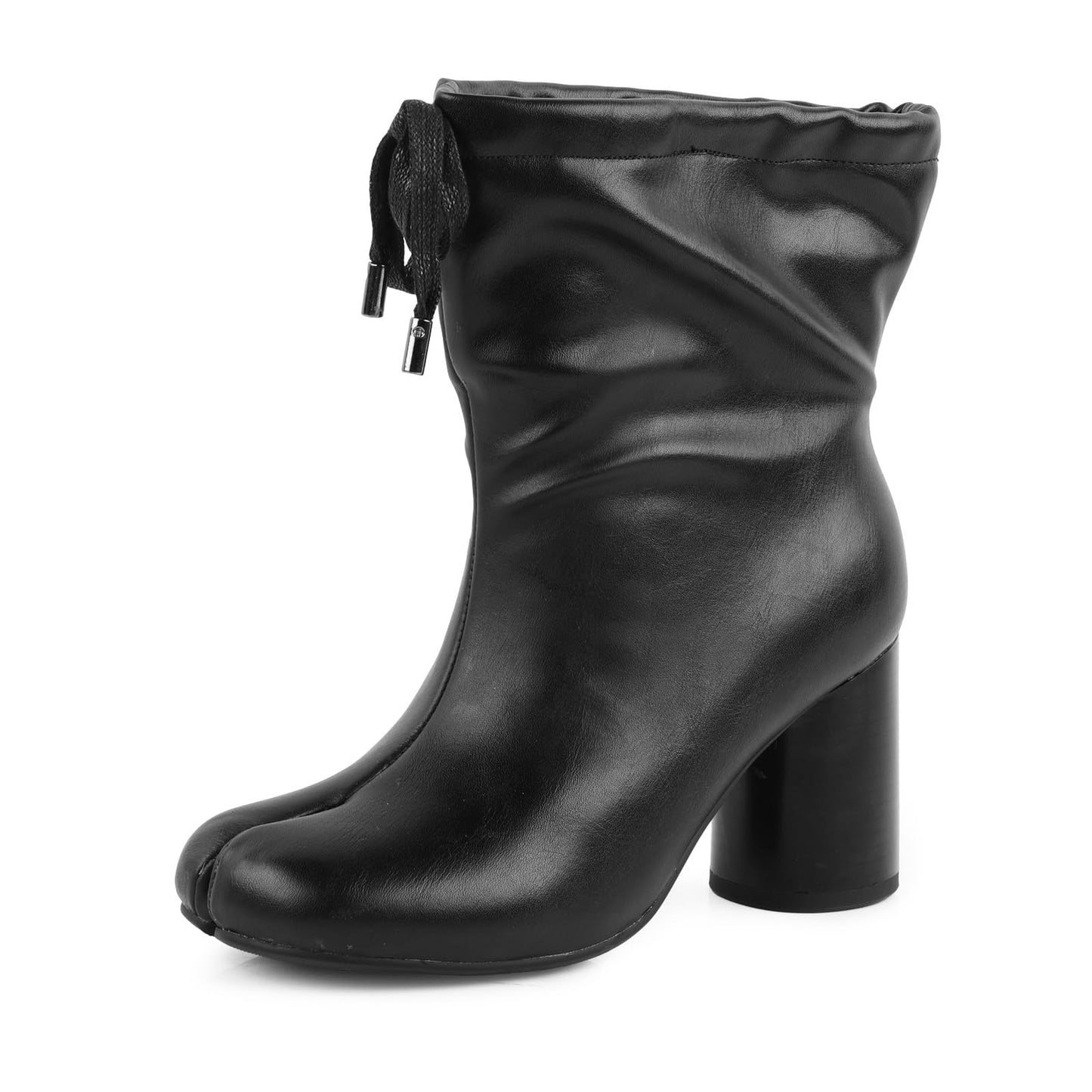 Women's Chunky Block Heel Split Toe Boots With Lace-up Details