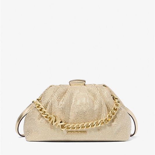 Crystal Embellished Metallic Crossbody Bag