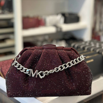 Crystal Embellished Metallic Crossbody Bag