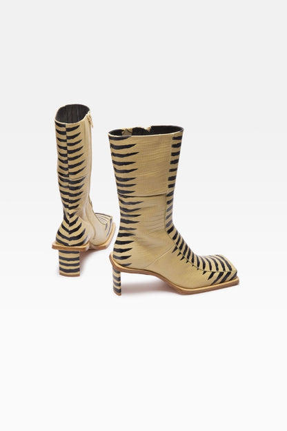 Strikingly Graphic Zebra-print Ankle Boots
