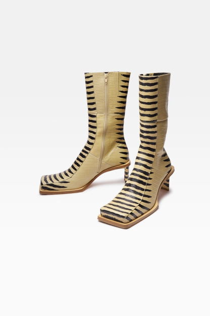 Strikingly Graphic Zebra-print Ankle Boots