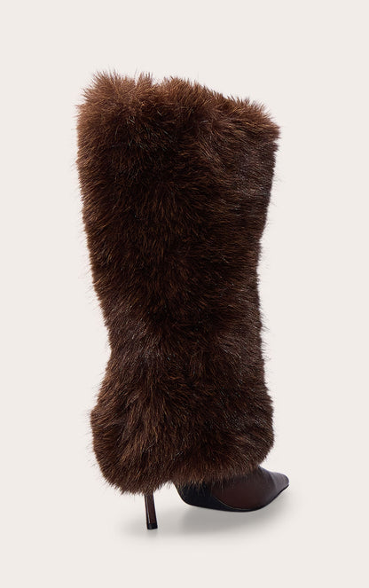 Faux Fur Knee High Heeled Boot