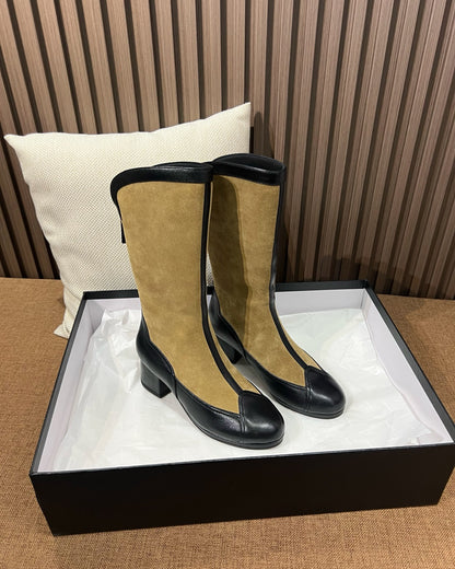 Suede Leather Mid Calf Boots