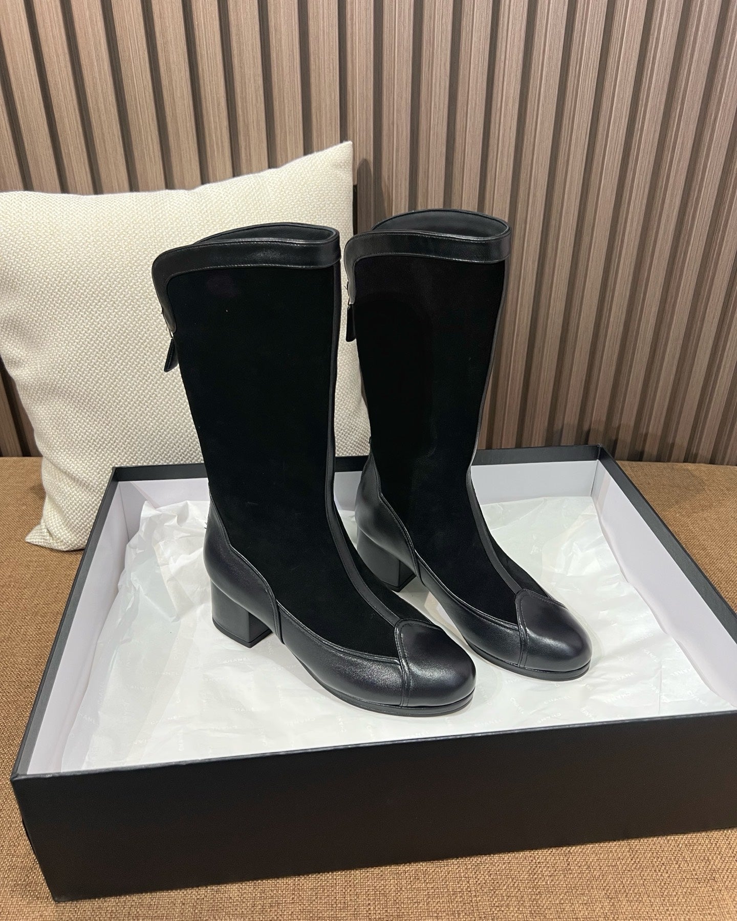 Suede Leather Mid Calf Boots