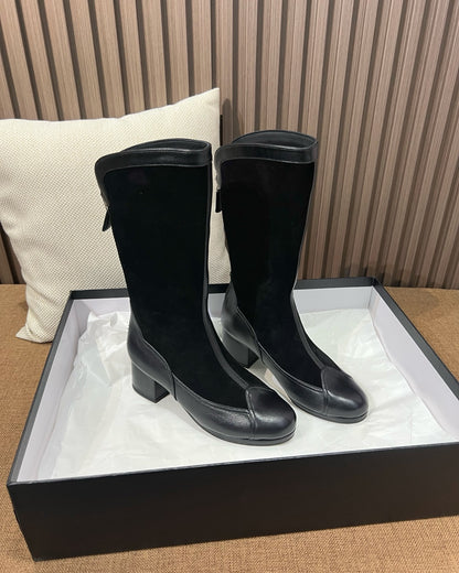 Suede Leather Mid Calf Boots