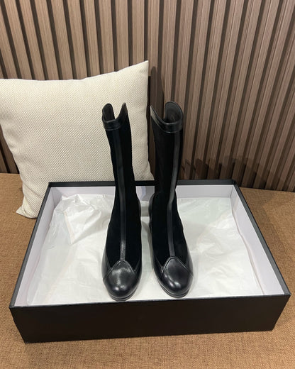 Suede Leather Mid Calf Boots