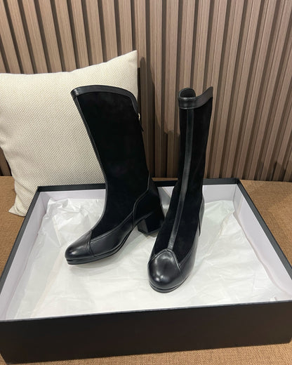 Suede Leather Mid Calf Boots