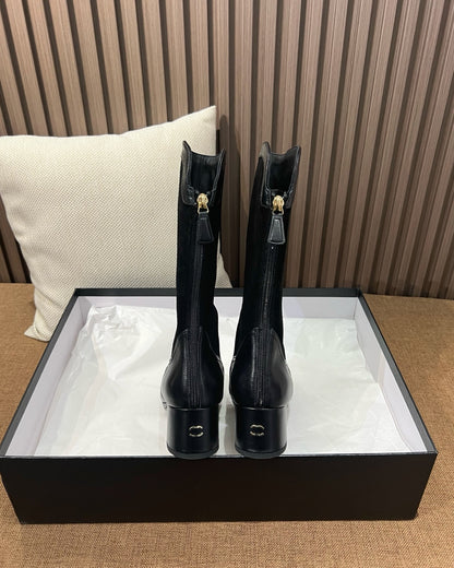 Suede Leather Mid Calf Boots