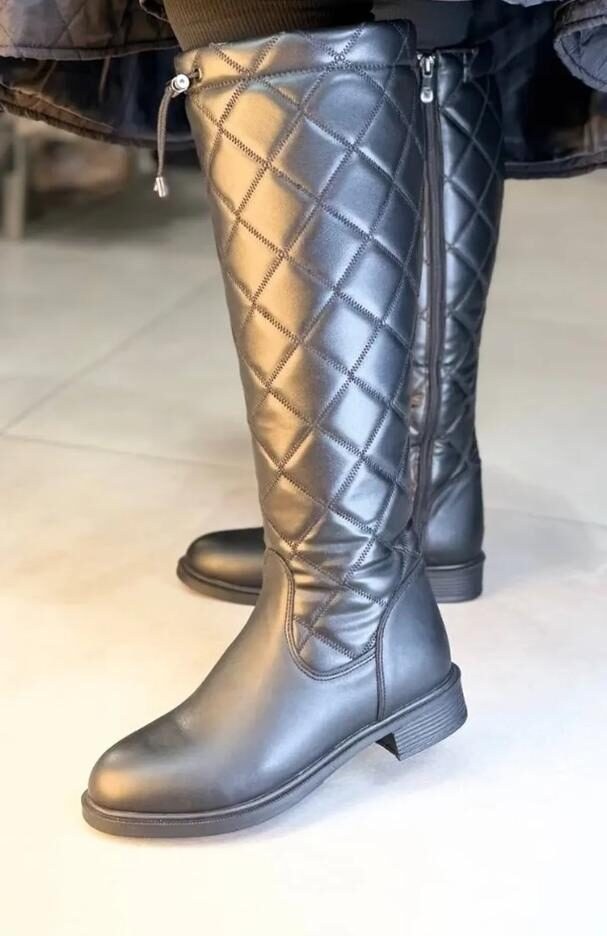 Quilted Leather High Boots