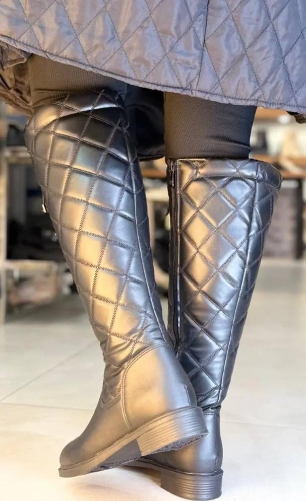 Quilted Leather High Boots