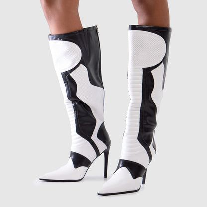 Color-blocked Stiletto Boots