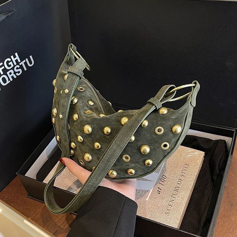 Women's Velvet Metal Rivet Bag