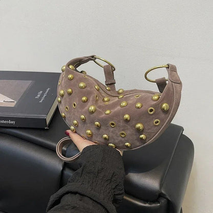 Women's Velvet Metal Rivet Bag
