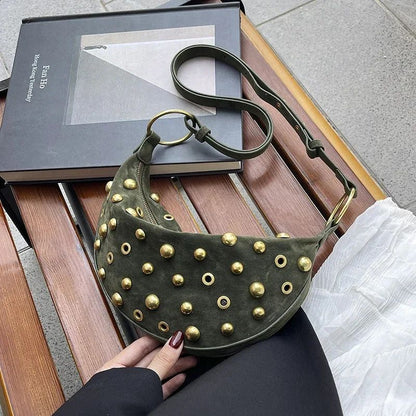 Women's Velvet Metal Rivet Bag