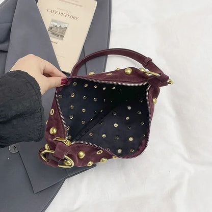 Women's Velvet Metal Rivet Bag