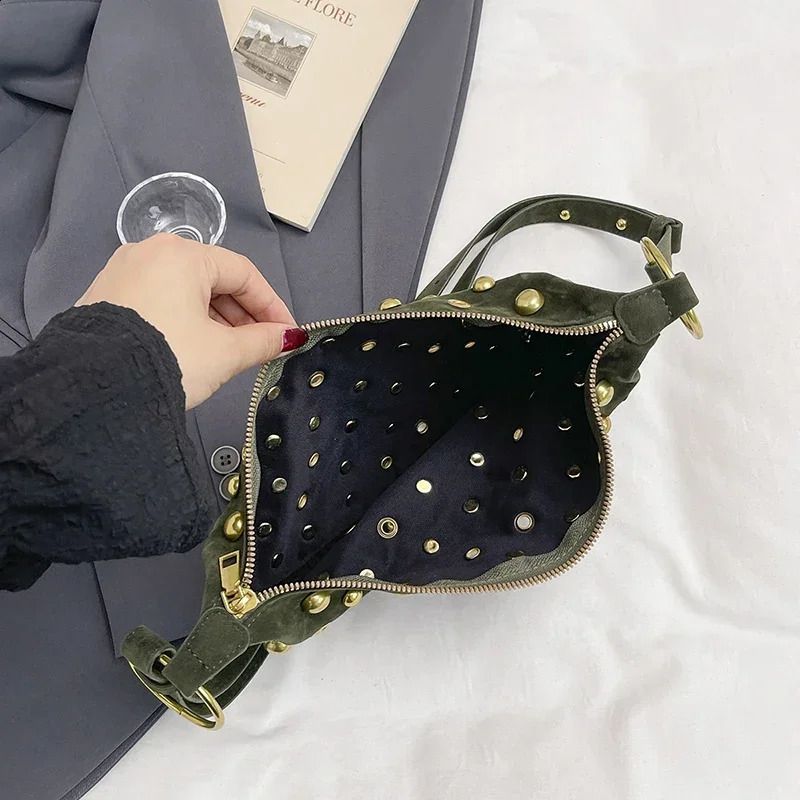 Women's Velvet Metal Rivet Bag