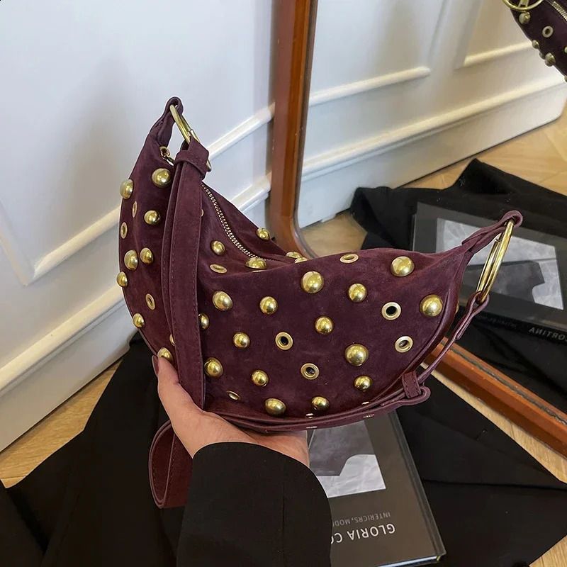 Women's Velvet Metal Rivet Bag