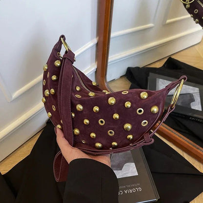Women's Velvet Metal Rivet Bag