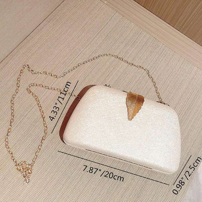 Elegant Textured Metal Leaf Chain Clutch