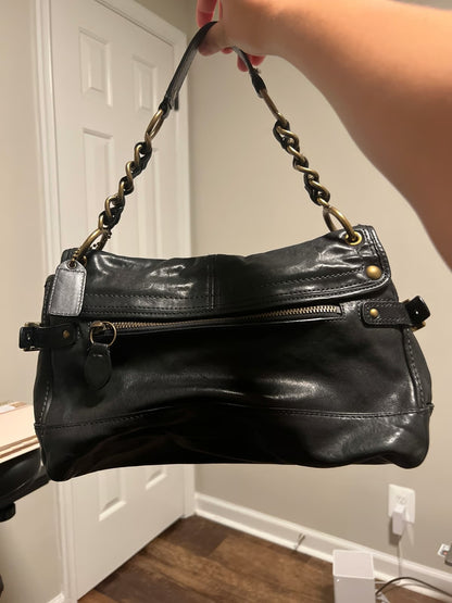 Vintage Legacy Black Leather Shoulder Bag