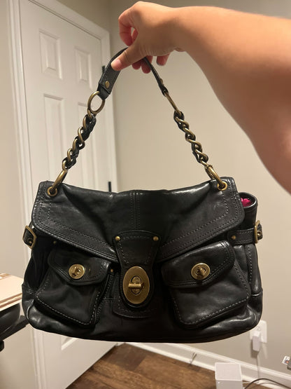 Vintage Legacy Black Leather Shoulder Bag