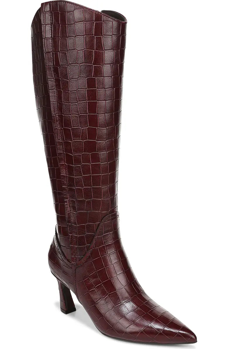 Croco Leather Extra Wide Calf Knee High Boot