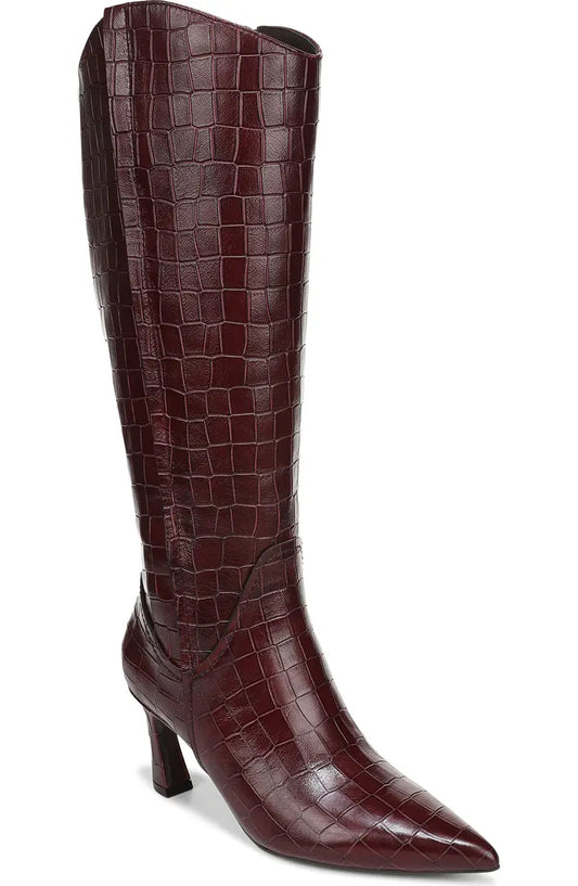 Croco Leather Extra Wide Calf Knee High Boot