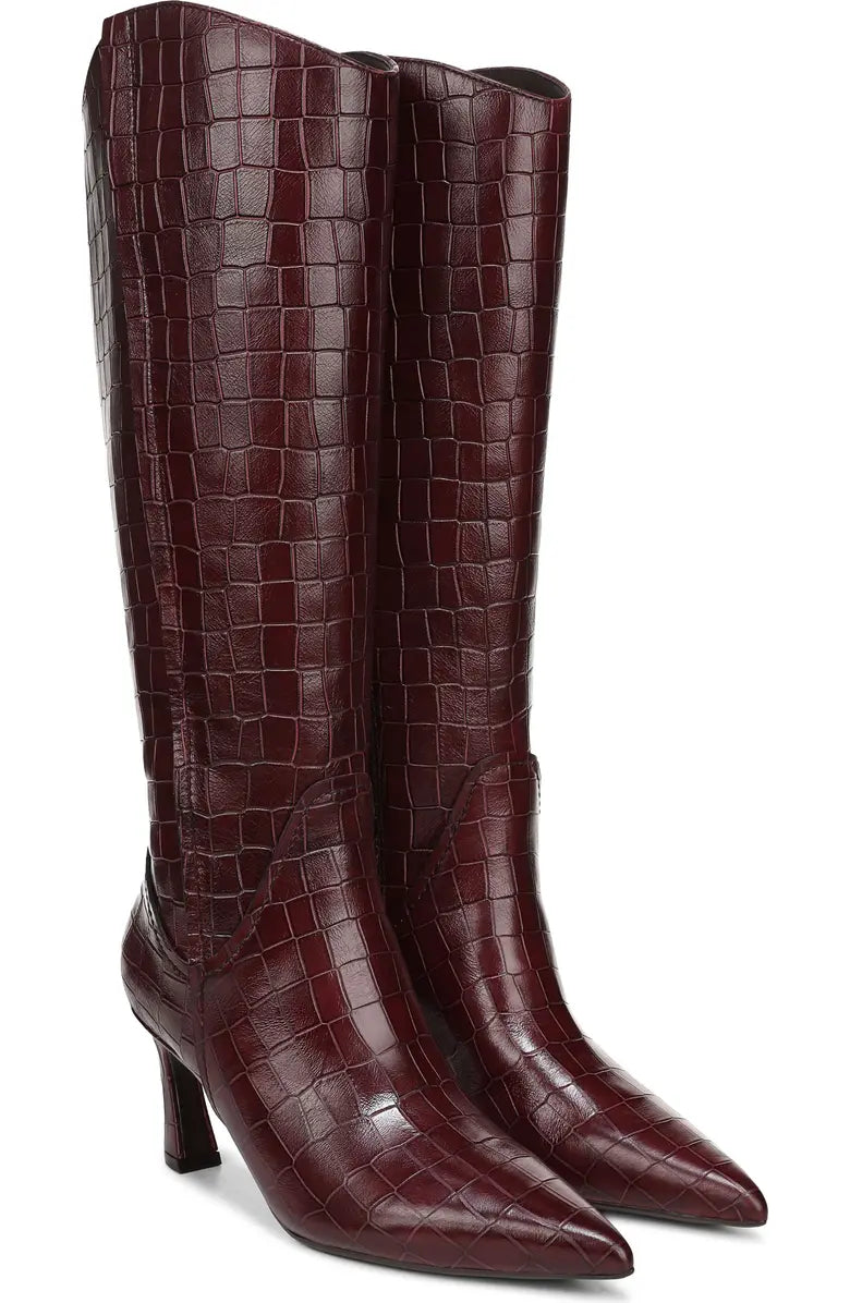 Croco Leather Extra Wide Calf Knee High Boot