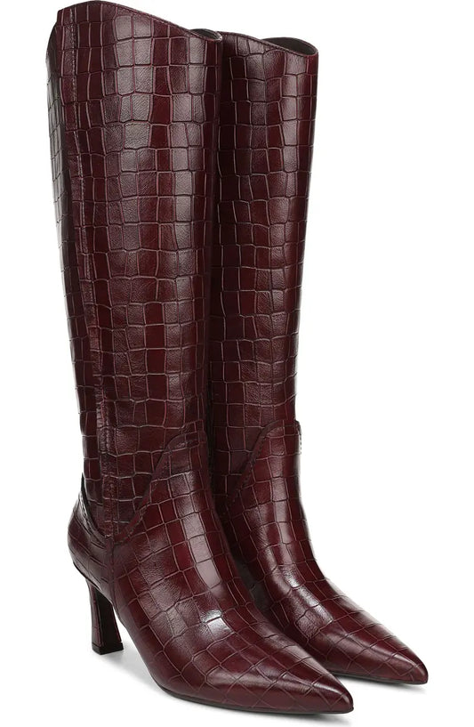 Croco Leather Extra Wide Calf Knee High Boot