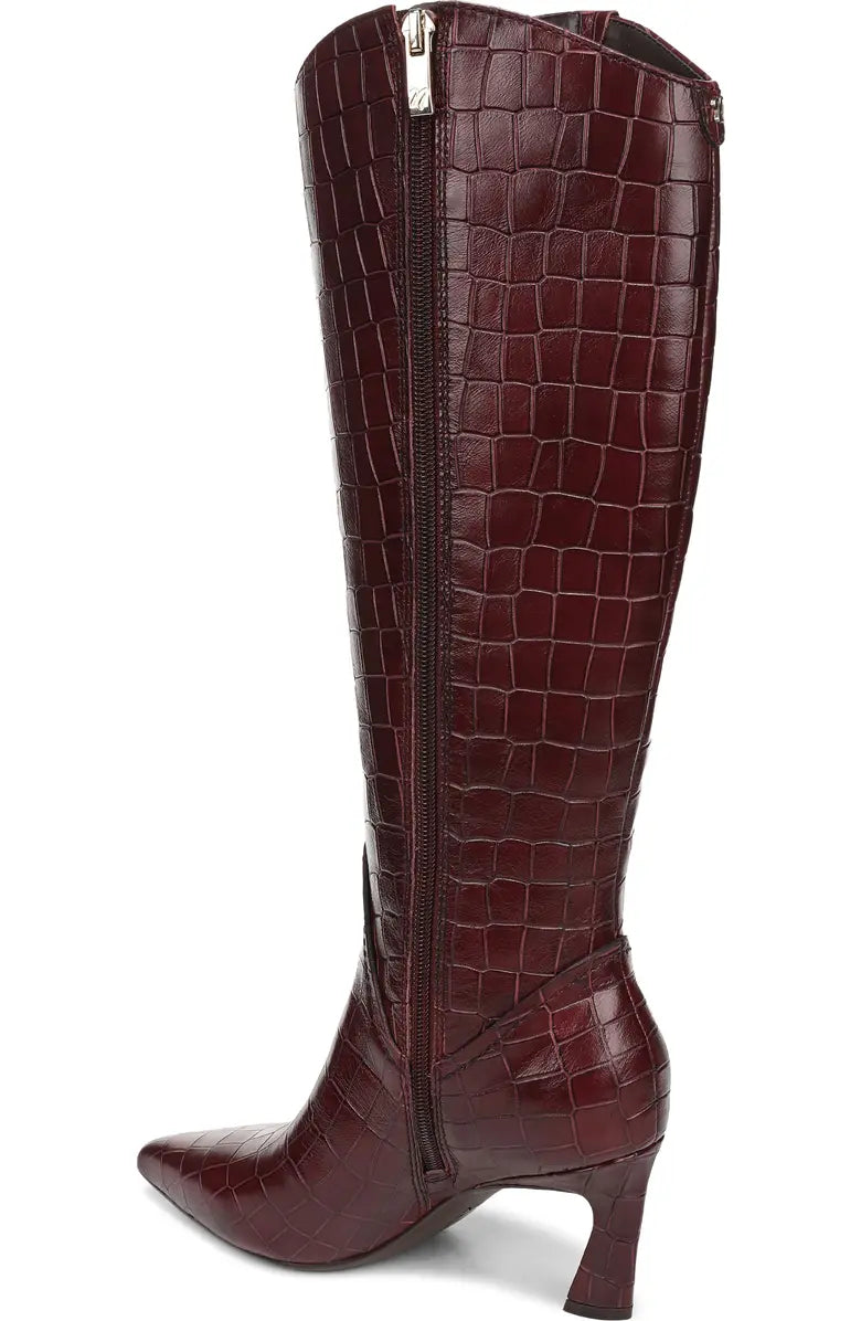 Croco Leather Extra Wide Calf Knee High Boot