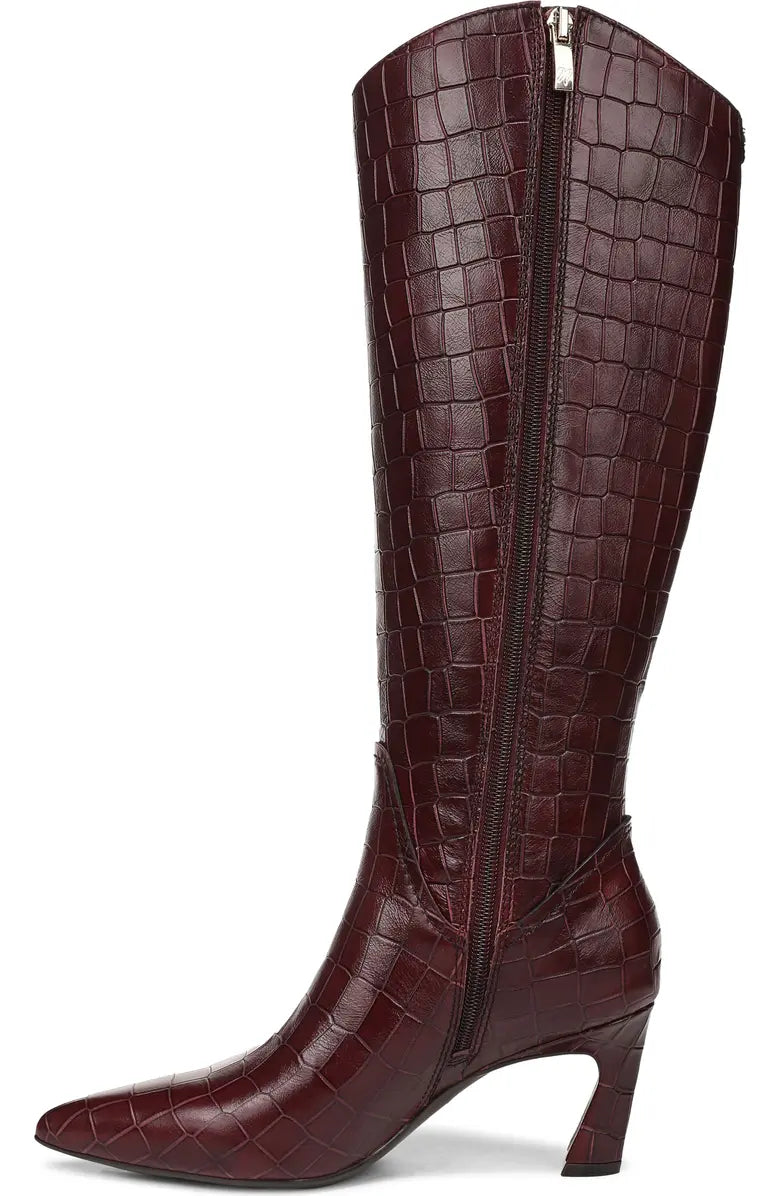 Croco Leather Extra Wide Calf Knee High Boot