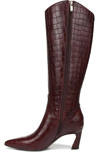 Croco Leather Extra Wide Calf Knee High Boot