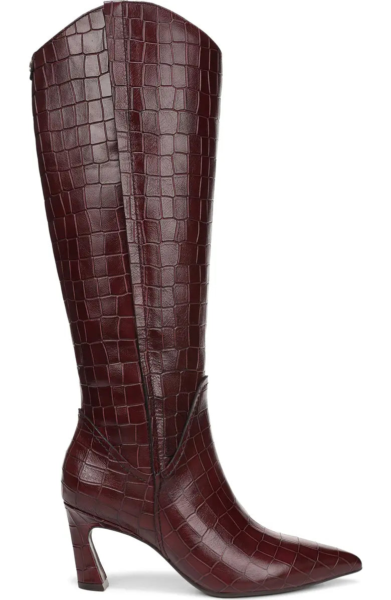 Croco Leather Extra Wide Calf Knee High Boot