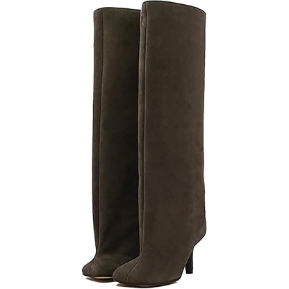 Women's Suede Square Toe Knee-high Boots