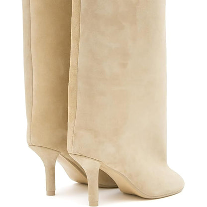 Women's Suede Square Toe Knee-high Boots